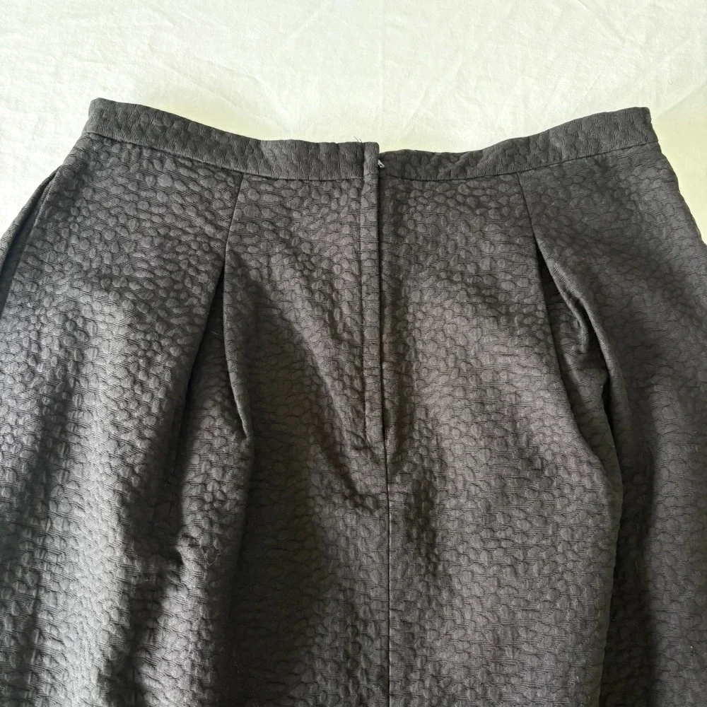 H&M Womens Black Textured Pleated Front A-Line Minimalist Classic Skirt Size‎ 14